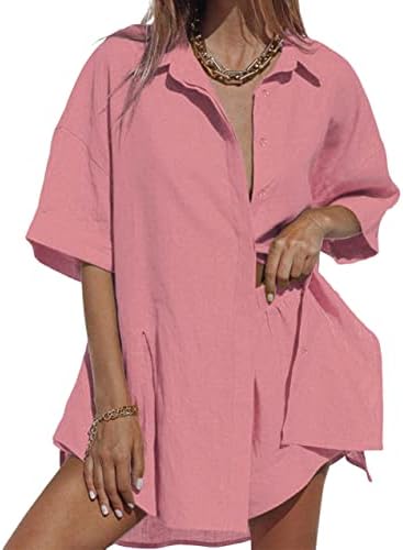 Ženska odjeća za 2 komada ljetna casual tipka za trenerke niz majica s kratkim rukavima kratki setovi setovi