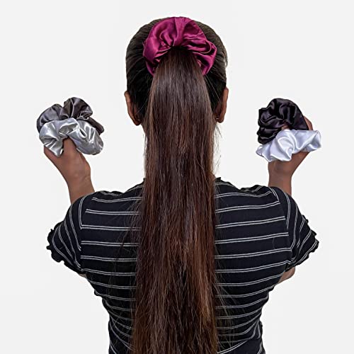 Merise Silk Satin Scrunchies držači za rep za žene / djevojčice istih 7 boja kao slika, protiv lomljenja kose,vezice za kosu, set za djevojčice, žene, najbolji poklon za sestru, prijateljicu, mamu