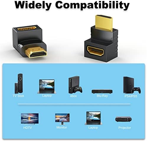 HDMI na HDMI Adapter, HDMI muška i ženska spojnica sa 2 paketa, HDMI spojnica pod pravim uglom od 90 stepeni