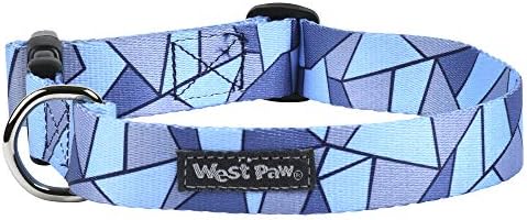 West Paw izlet ovratnik za pse, napravljen u SAD-u, srednji, plavi fraktal