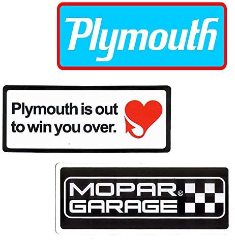 Mopar & Plymouth Vinyl naljepnice 3 komada Mopar garaža, 1969-94 Plymouth Logo, Plimut je van da vas osvaja