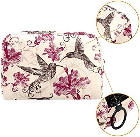 Tbouobt kozmetičke vrećice za žene, torba za šminku Travel Toaletska torba Organizator, vintage hummingbird ljubičasto cvijeće cvjetna umjetnost