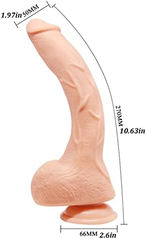 10.63 Realistična zakrivljena dildo žena G-Spot Dildo seks igračka, gumeni analni dildo fleksibilni usisni