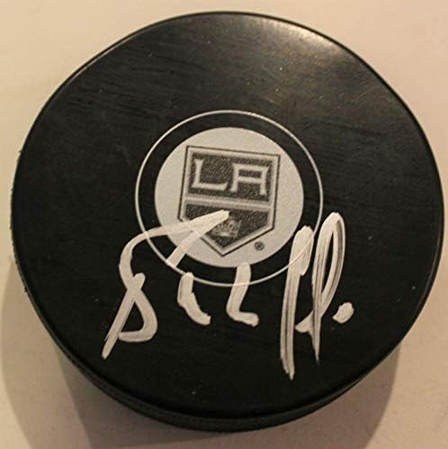 Bernie Nicholls potpisan Los Angeles Kings logo autogram Hockey Puck w / COA-Autographed NHL Pucks