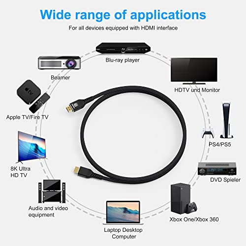 8k HDMI 2.1 kabl 6.6 stopa/2m, 8K@60hz, 4K@120Hz, HDMI kabl od čistog bakra 6.6 FT, 48gbps Ultra velika