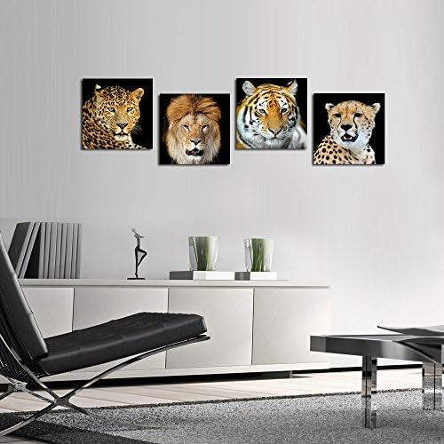 Kreative Arts-platneni Set od 4 Leoparda tigar lav gepard slika Print zidna Umjetnost životinjsko platno