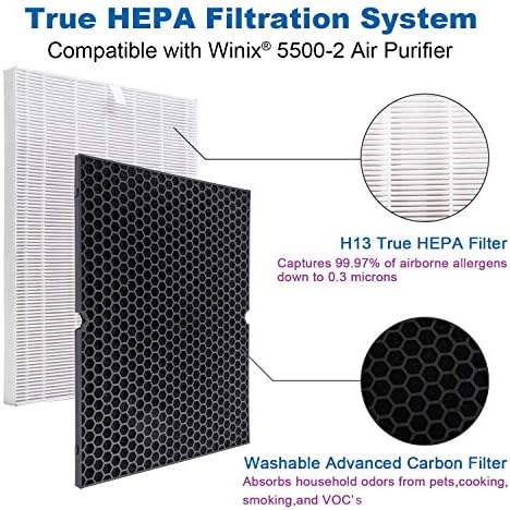 Flintar 116130 pravi HEPA zamenski Filter H, kompatibilan sa Winix 5500-2 Prečistačem vazduha, Premium H13
