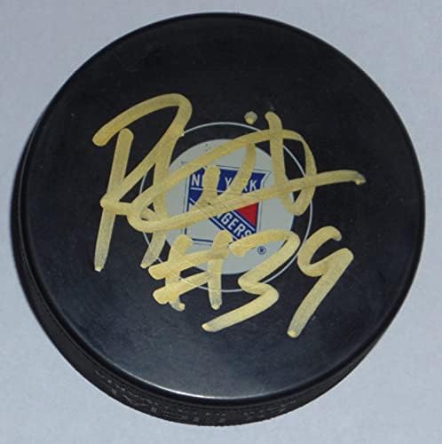 Ryan Haggerty potpisao zvanični Rangers Logo Pak Chicago Blackhawks Ice Hogs +jsa-Autogramed NHL Paks