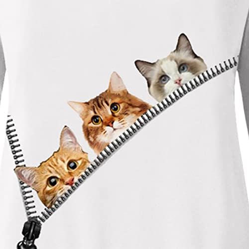 Ženska dukserica slatka mačka grafički print dugih rukava pulover vrhove Crewneck casual labavo lagane majice