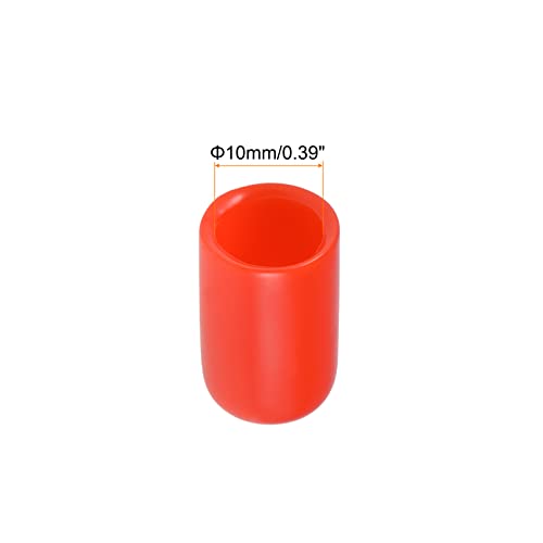 Rebower Screw thread Protector Cover gumeni završni poklopci, [za zavrtanj, vijak] - 10mm ID / crveni / 100 kom
