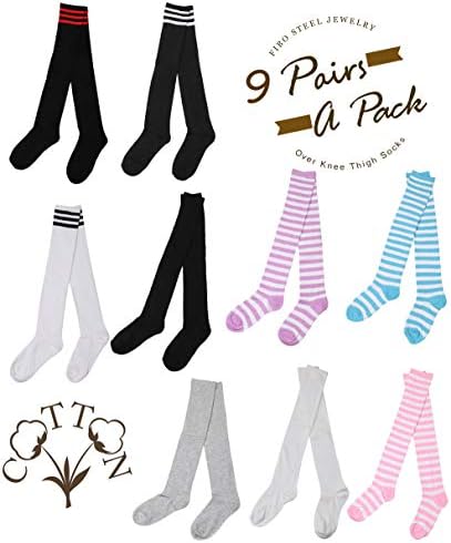 FIBO STEEL 6-9 pari dugih čarapa visokih butina za žene prugaste grijače za noge do koljena