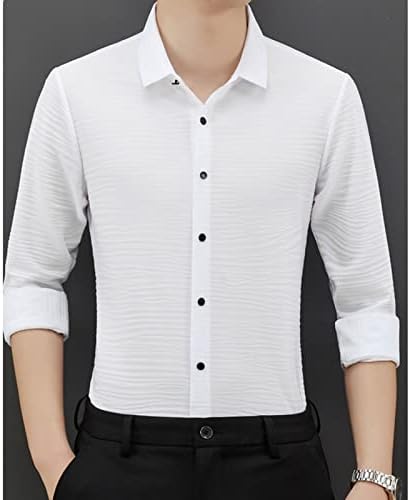 Muška luksuzna haljina košulja Solidna tanka fit gumba za busine za busine bez bori s majicom Redovna fit