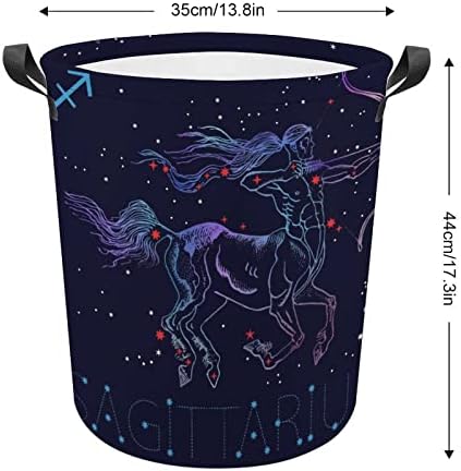 Strijelac Zodiac Constellation štampane korpe za veš sa ručkama vodootporna sklopiva okrugla Odjeća Hampers