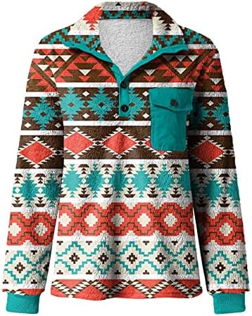 Fleece dukserica za muškarce, vintage aztec stil džemperi vrhovi zatvarača s V-izrezom sueter para hombres