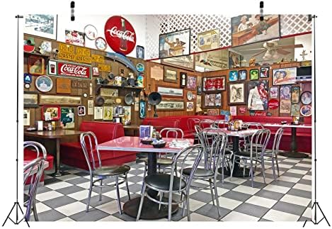 BELECO 12x8ft tkanina Retro Vintage restoran 50s Diner pozadina lokalna večera sa zidom Američke memorabilije