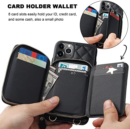 Bocasal Crossbody torbica za novčanik za iPhone 11 Pro Max, RFID Blocking PU kožna torbica sa patentnim