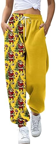 Ženske Casual pantalone 2x ženske Božićne Print donje trenirke džepovi visokog struka sportske teretane