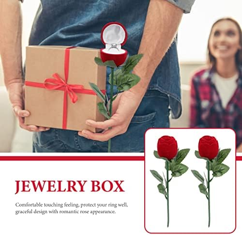 Držači na minđura 2pcs Rose Heart Cvjetni prsten kutije za nakit kutije za nakit simulacijom godišnjice