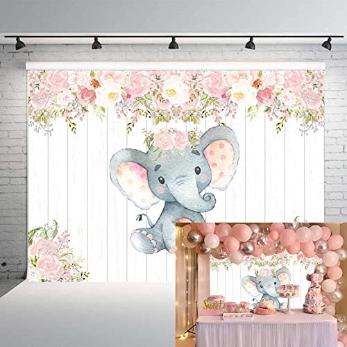 INRUI Elephant tema fotografija pozadina Pink Floral Elephant Baby Shower dekoracija za zabavu pozadina
