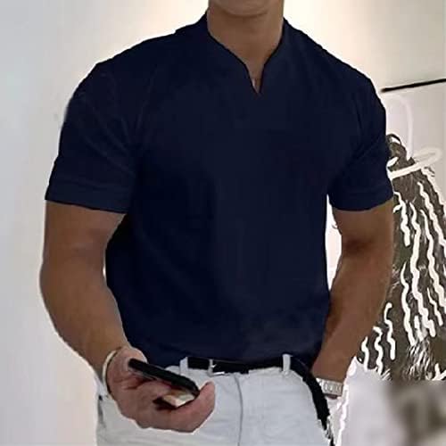 DGHM-JLMY Men Gentleman Business kratke rukave fitnes majice mišićna košulja teretana Tee Casual ljetna