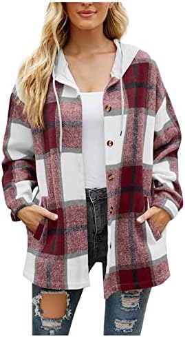 Ženske karirane modne kapute majice majica s kapuljačom s dugim rukavima jakne sa kapuljačom od vune