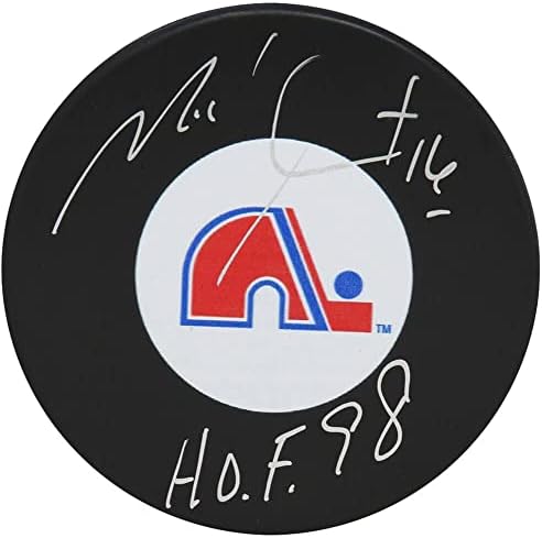 Michel Goulet potpisao Quebec Nordiques Logo Hockey Puck w / HOF ' 98-Autogramed NHL Paks