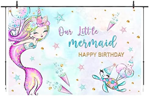 Mermaid rođendan pozadina djevojke jednorog pod morskim bazenom Happy Birthday Party fotografija pozadina