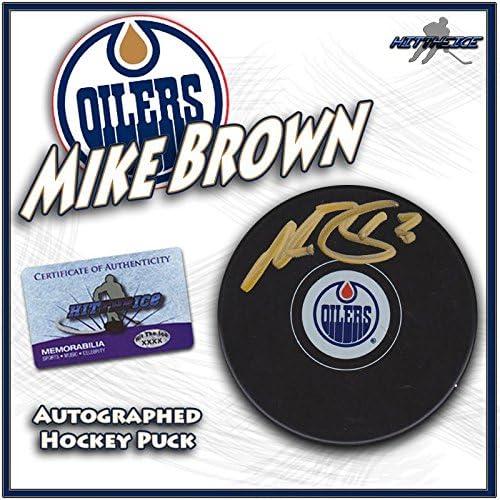MIKE BROWN potpisao EDMONTON Oilers Puck w /COA NHL pak sa novim autogramom