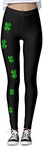 Lensse St. Patricks Day tajice za žene visokog struka elastične rastezljive štampane hlače za jogu Lucky