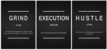 3 komada Grind Verb Hustle Verb Execution imenica motivacijski zid Art Canvas Print Office Decor inspirativni